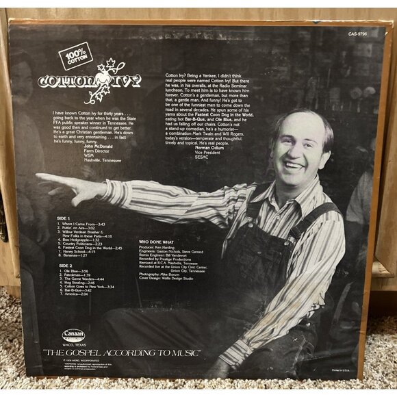 Cotton Ivy: 100% Cotton Lp Vinyl Record ~ CAS-9796 Cannon Records 1976 - Picture 2 of 5